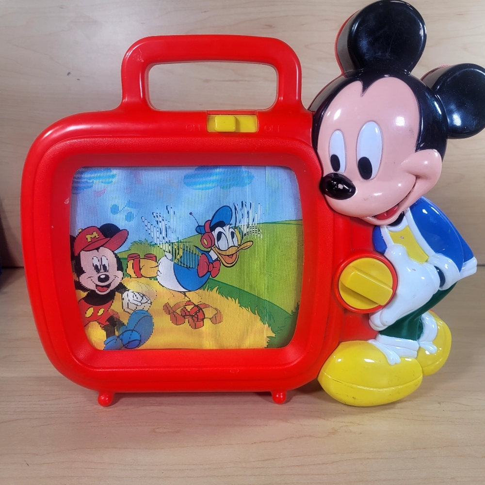 Vintage Disney Arco Micky Mouse Wind-up Musical Toy with Moving Screen